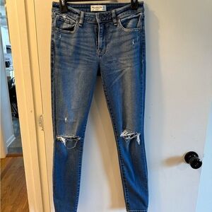 Abercrombie & Fitch Distressed Medium Blue Skinny Jeans
